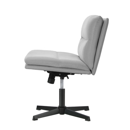 Oikiture Mid Back Armless Office Chair Wide Seat Linen Grey-Office Chairs-PEROZ Accessories