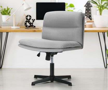 Oikiture Mid Back Armless Office Chair Wide Seat Linen Grey-Office Chairs-PEROZ Accessories