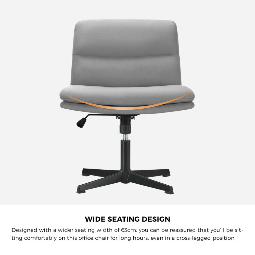Oikiture Mid Back Armless Office Chair Wide Seat Linen Grey-Office Chairs-PEROZ Accessories
