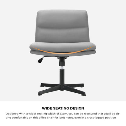Oikiture Mid Back Armless Office Chair Wide Seat Linen Grey-Office Chairs-PEROZ Accessories
