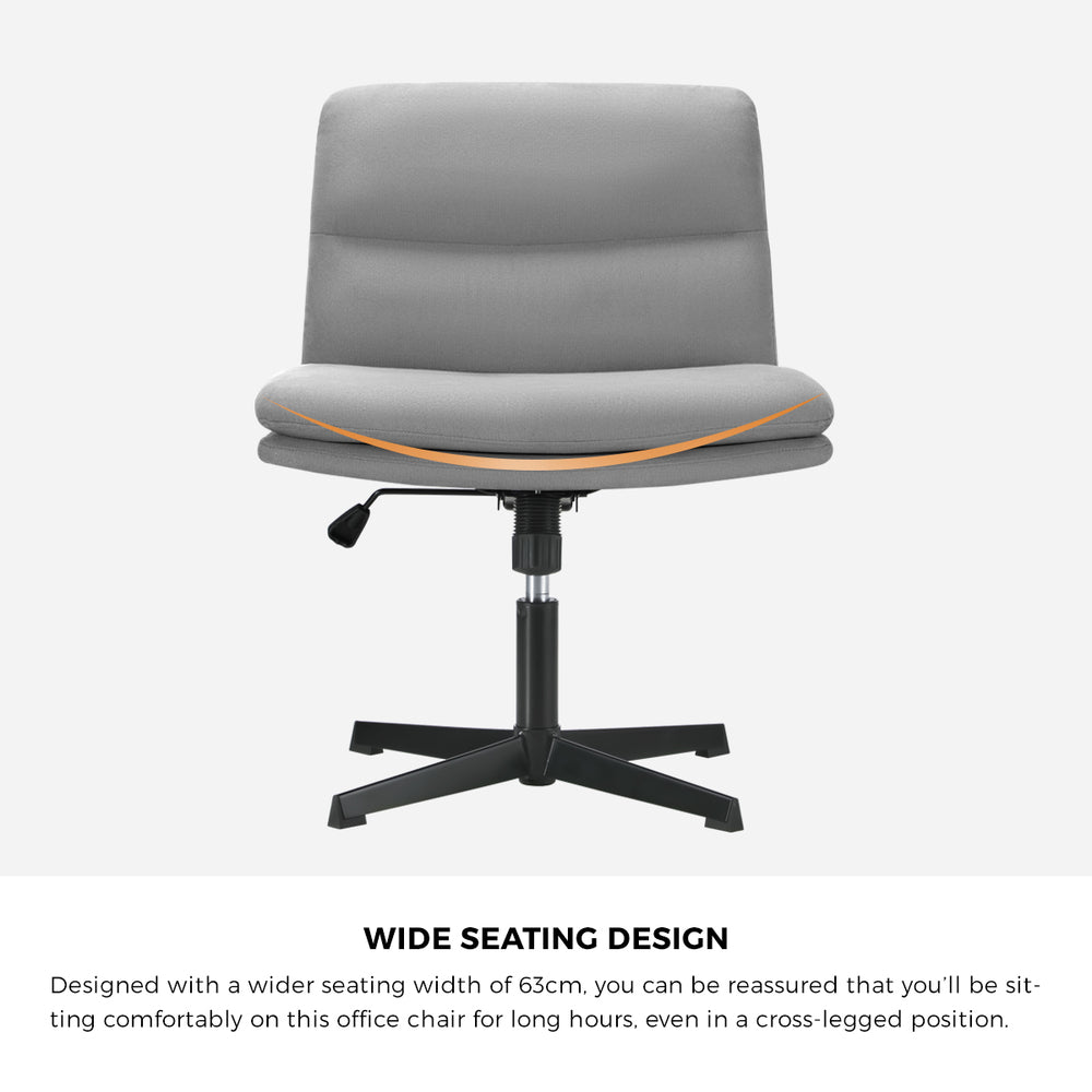 Oikiture Mid Back Armless Office Chair Wide Seat Linen Grey-Office Chairs-PEROZ Accessories