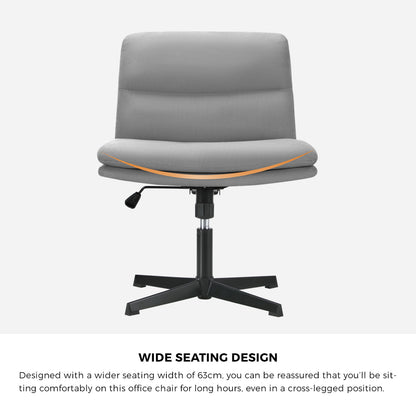 Oikiture Mid Back Armless Office Chair Wide Seat Linen Grey-Office Chairs-PEROZ Accessories