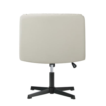 Oikiture Mid Back Armless Office Chair Wide Seat Leather Beige-Office Chairs-PEROZ Accessories