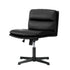 Oikiture Mid Back Armless Office Chair Wide Seat Leather Black-Office Chairs-PEROZ Accessories