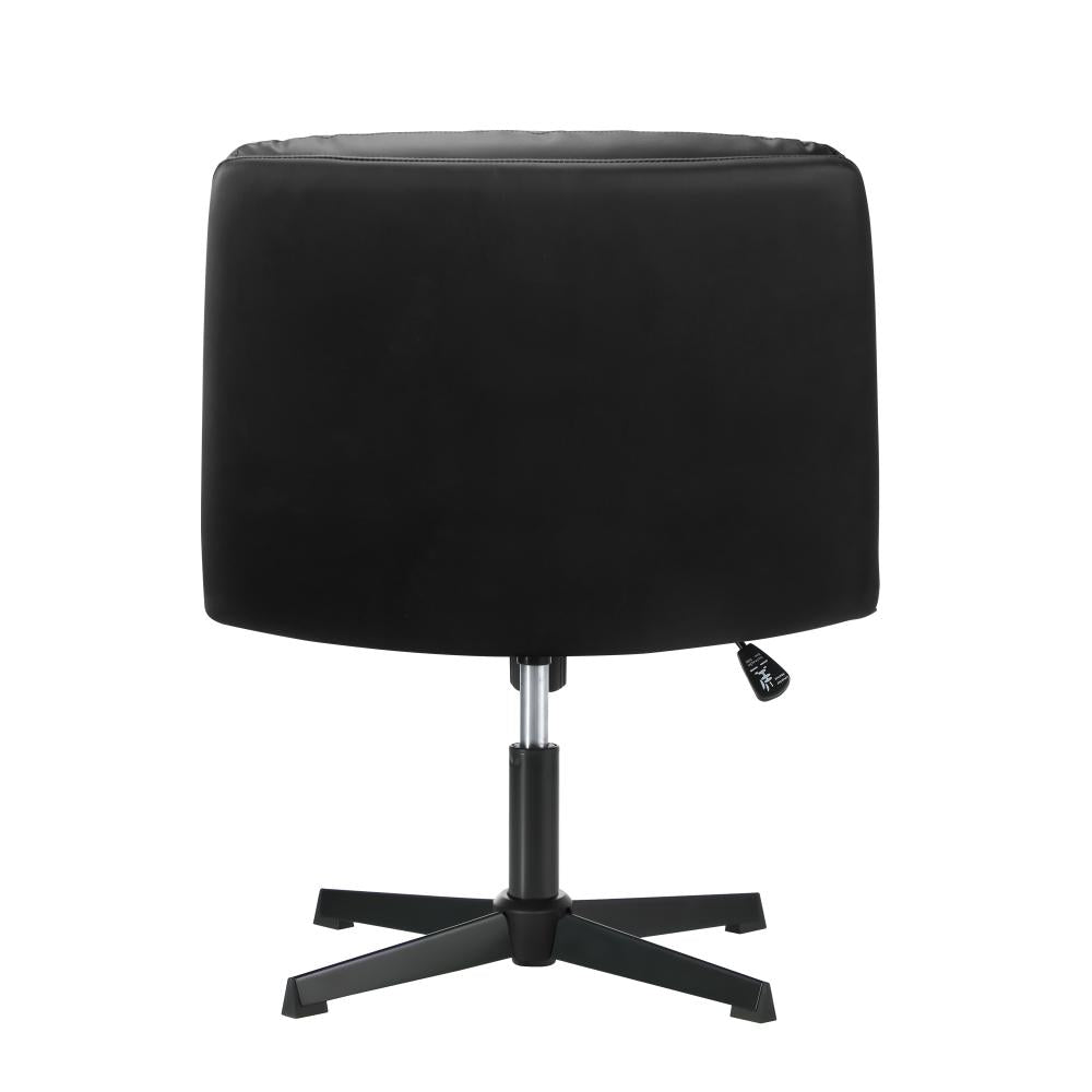 Oikiture Mid Back Armless Office Chair Wide Seat Leather Black-Office Chairs-PEROZ Accessories