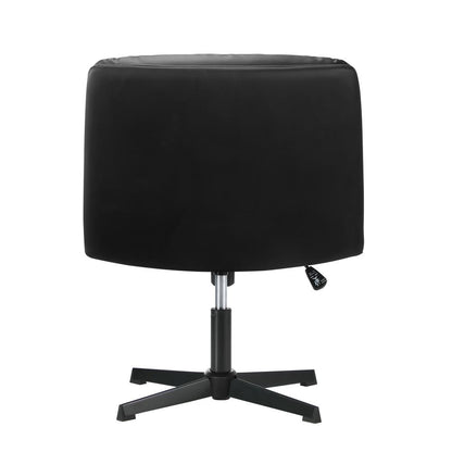 Oikiture Mid Back Armless Office Chair Wide Seat Leather Black-Office Chairs-PEROZ Accessories