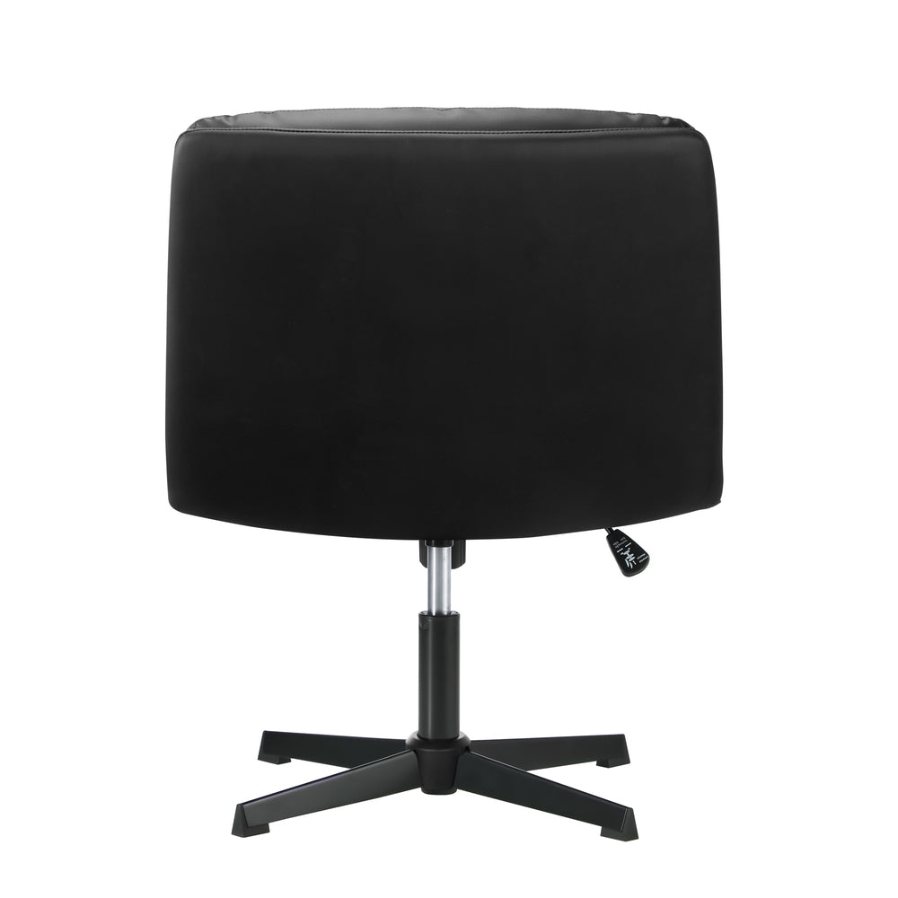 Oikiture Mid Back Armless Office Chair Wide Seat Leather Black-Office Chairs-PEROZ Accessories