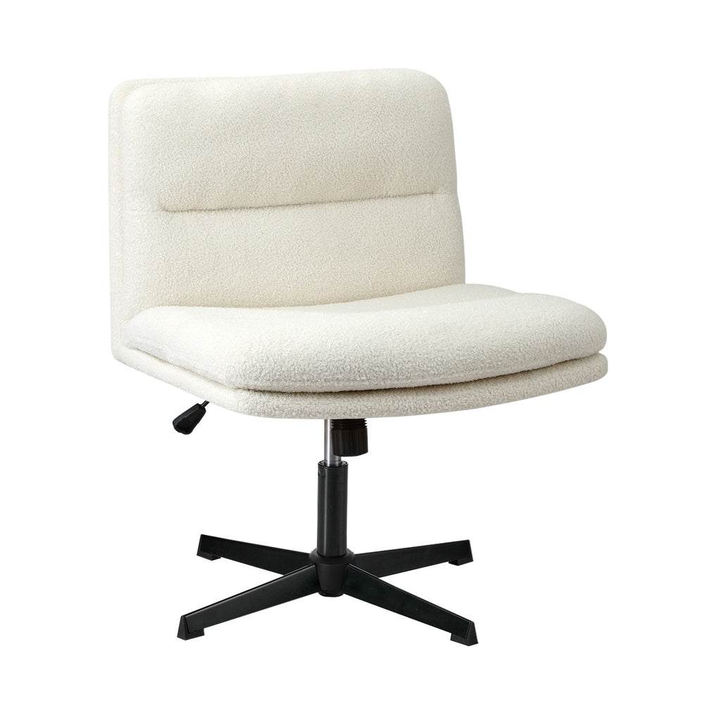 Oikiture Mid Back Armless Office Chair Wide Seat Boucle White-Office Chair-PEROZ Accessories