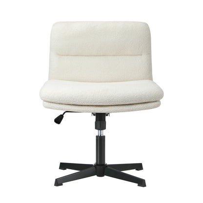 Oikiture Mid Back Armless Office Chair Wide Seat Boucle White-Office Chair-PEROZ Accessories