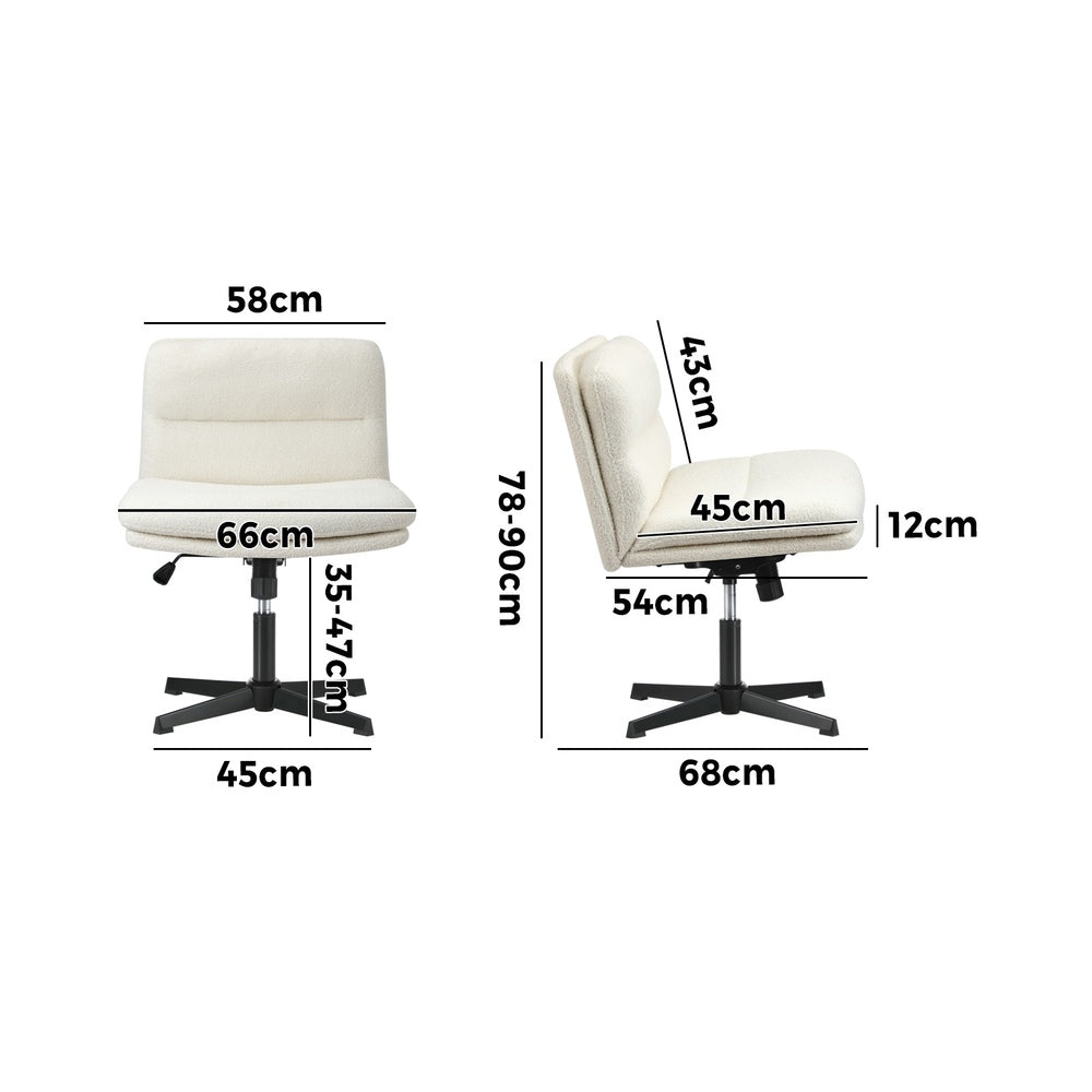 Oikiture Mid Back Armless Office Chair Wide Seat Boucle White-Office Chair-PEROZ Accessories