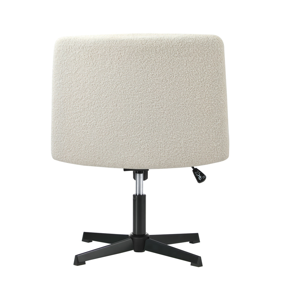 Oikiture Mid Back Armless Office Chair Wide Seat Boucle White-Office Chair-PEROZ Accessories