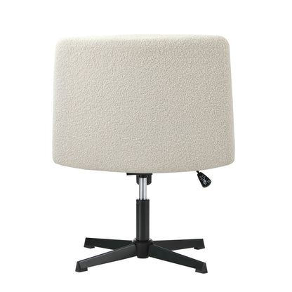 Oikiture Mid Back Armless Office Chair Wide Seat Boucle White-Office Chair-PEROZ Accessories