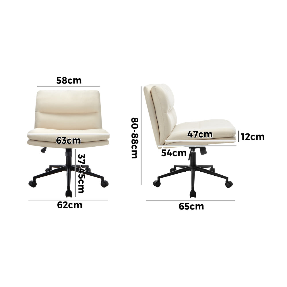 Oikiture Mid Back Office Chair Wide Seat Linen Beige with Wheels-Office Chairs-PEROZ Accessories