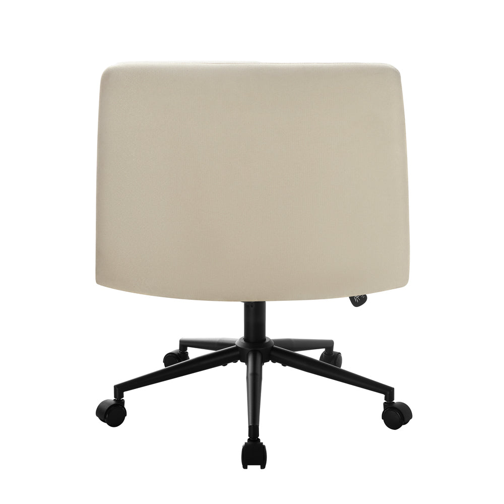 Oikiture Mid Back Office Chair Wide Seat Linen Beige with Wheels-Office Chairs-PEROZ Accessories