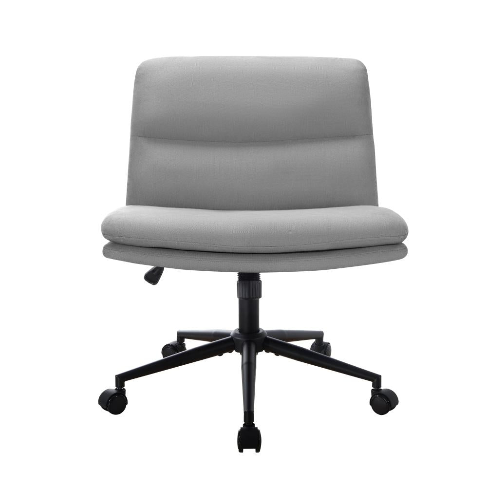 Oikiture Mid Back Office Chair Wide Seat Linen Grey with Wheels-Office Chairs-PEROZ Accessories
