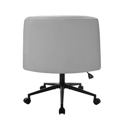 Oikiture Mid Back Office Chair Wide Seat Linen Grey with Wheels-Office Chairs-PEROZ Accessories