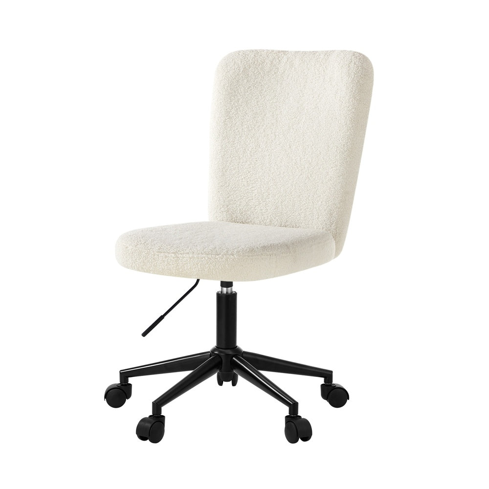 Oikiture High Back Armless Office Chair Boucle White &amp; Black-Office Chair-PEROZ Accessories