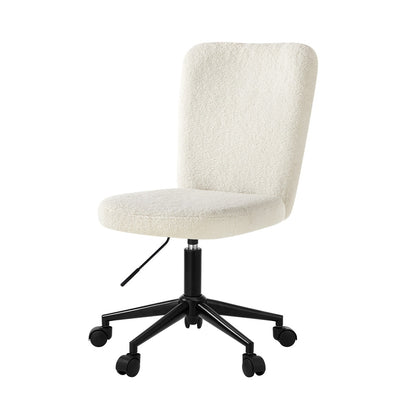 Oikiture High Back Armless Office Chair Boucle White &amp; Black-Office Chair-PEROZ Accessories