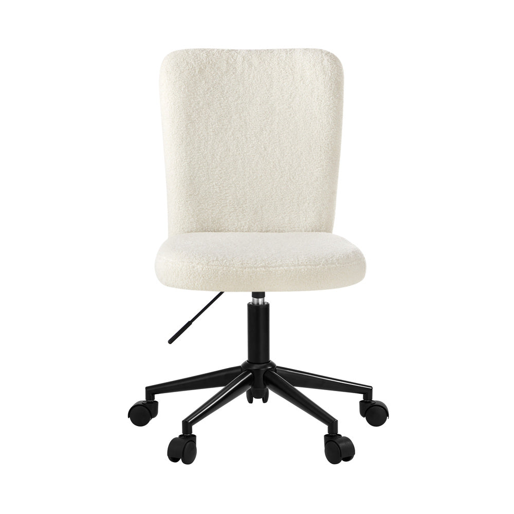 Oikiture High Back Armless Office Chair Boucle White &amp; Black-Office Chair-PEROZ Accessories