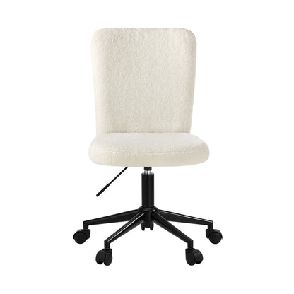 Oikiture High Back Armless Office Chair Boucle White &amp; Black-Office Chair-PEROZ Accessories