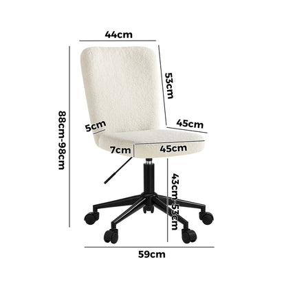 Oikiture High Back Armless Office Chair Boucle White &amp; Black-Office Chair-PEROZ Accessories