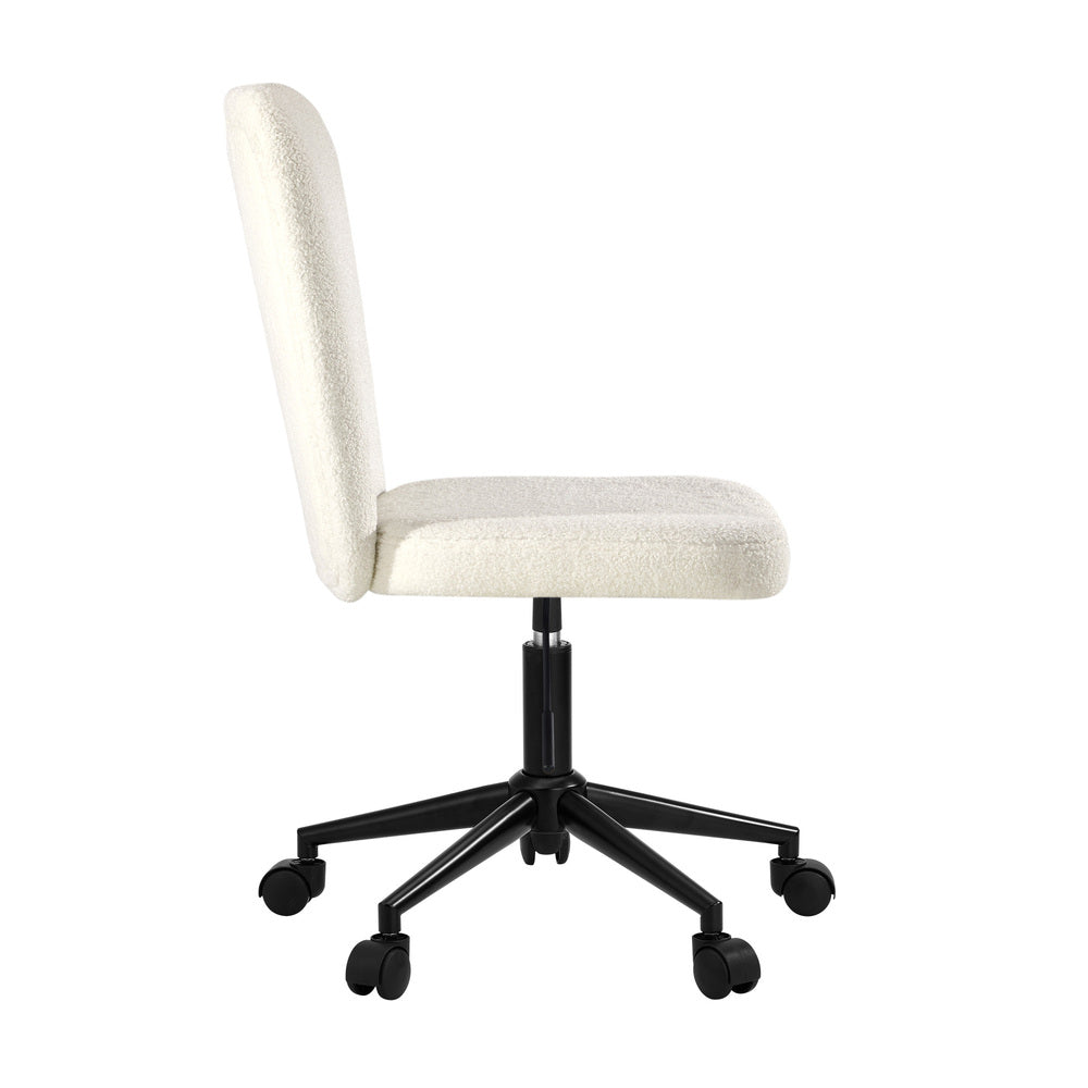 Oikiture High Back Armless Office Chair Boucle White &amp; Black-Office Chair-PEROZ Accessories