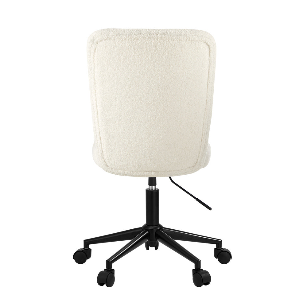 Oikiture High Back Armless Office Chair Boucle White &amp; Black-Office Chair-PEROZ Accessories
