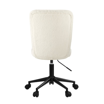 Oikiture High Back Armless Office Chair Boucle White &amp; Black-Office Chair-PEROZ Accessories