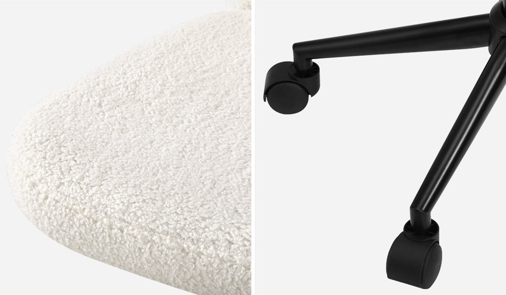 Oikiture High Back Armless Office Chair Boucle White &amp; Black-Office Chair-PEROZ Accessories