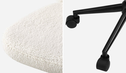 Oikiture High Back Armless Office Chair Boucle White &amp; Black-Office Chair-PEROZ Accessories
