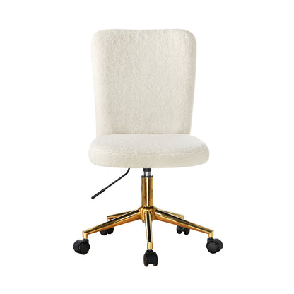 Oikiture Armless Home Office Chair Boucle White&amp;Gold-Office Chairs-PEROZ Accessories