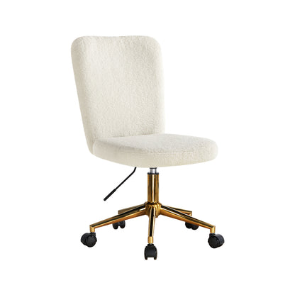 Oikiture Armless Home Office Chair Boucle White&amp;Gold-Office Chairs-PEROZ Accessories