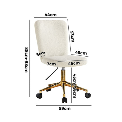 Oikiture Armless Home Office Chair Boucle White&amp;Gold-Office Chairs-PEROZ Accessories
