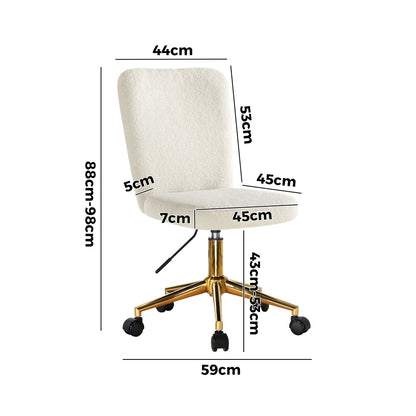 Oikiture Armless Home Office Chair Boucle White&amp;Gold-Office Chairs-PEROZ Accessories