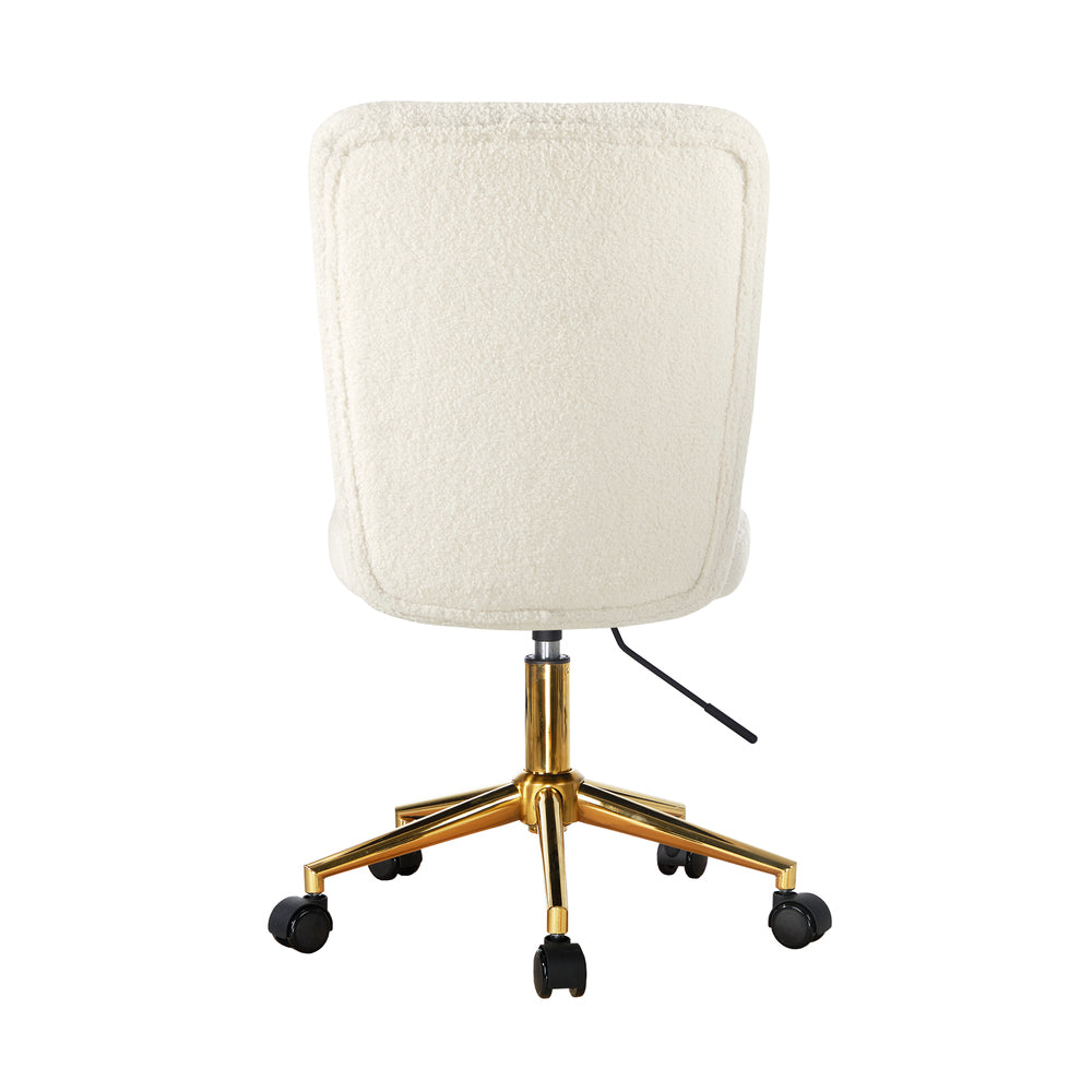 Oikiture Armless Home Office Chair Boucle White&amp;Gold-Office Chairs-PEROZ Accessories