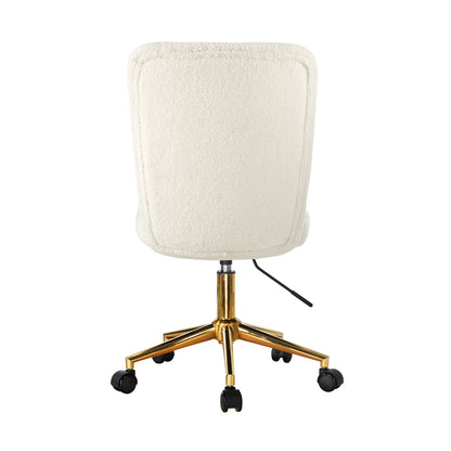 Oikiture Armless Home Office Chair Boucle White&amp;Gold-Office Chairs-PEROZ Accessories