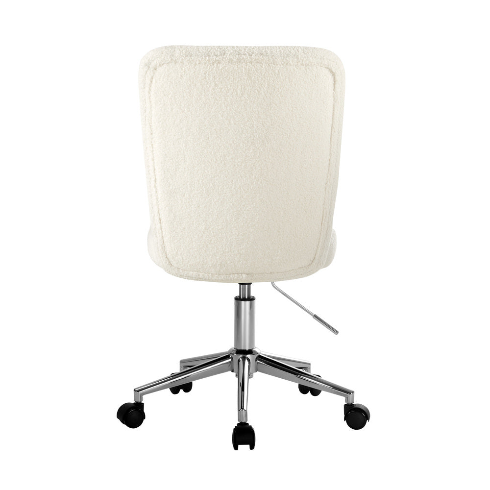 Oikiture High Back Armless Office Chair Boucle White &amp; Silver-Office Chair-PEROZ Accessories