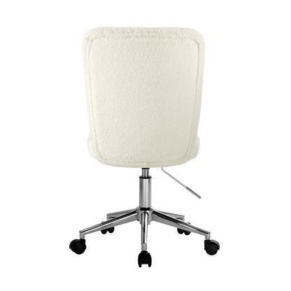 Oikiture High Back Armless Office Chair Boucle White &amp; Silver-Office Chair-PEROZ Accessories