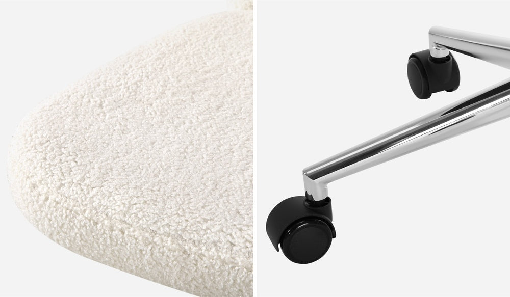 Oikiture High Back Armless Office Chair Boucle White &amp; Silver-Office Chair-PEROZ Accessories