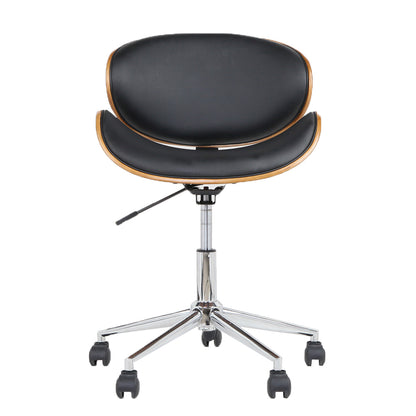 Artiss Wooden Office Chair Leather Seat Black-Office Chairs-PEROZ Accessories