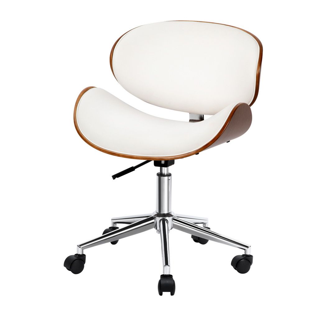 Artiss Wooden Office Chair Leather Seat White-Office Chairs-PEROZ Accessories