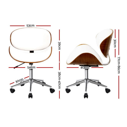 Artiss Wooden Office Chair Leather Seat White-Office Chairs-PEROZ Accessories