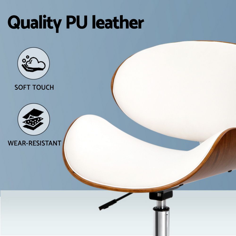 Artiss Wooden Office Chair Leather Seat White-Office Chairs-PEROZ Accessories