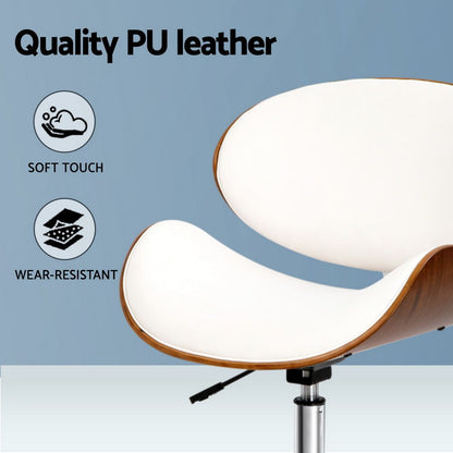 Artiss Wooden Office Chair Leather Seat White-Office Chairs-PEROZ Accessories