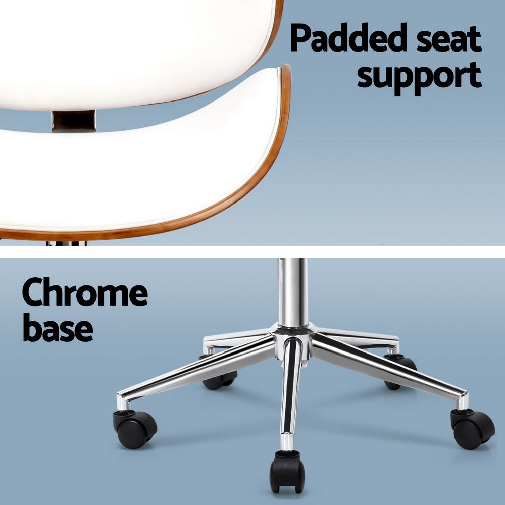 Artiss Wooden Office Chair Leather Seat White-Office Chairs-PEROZ Accessories