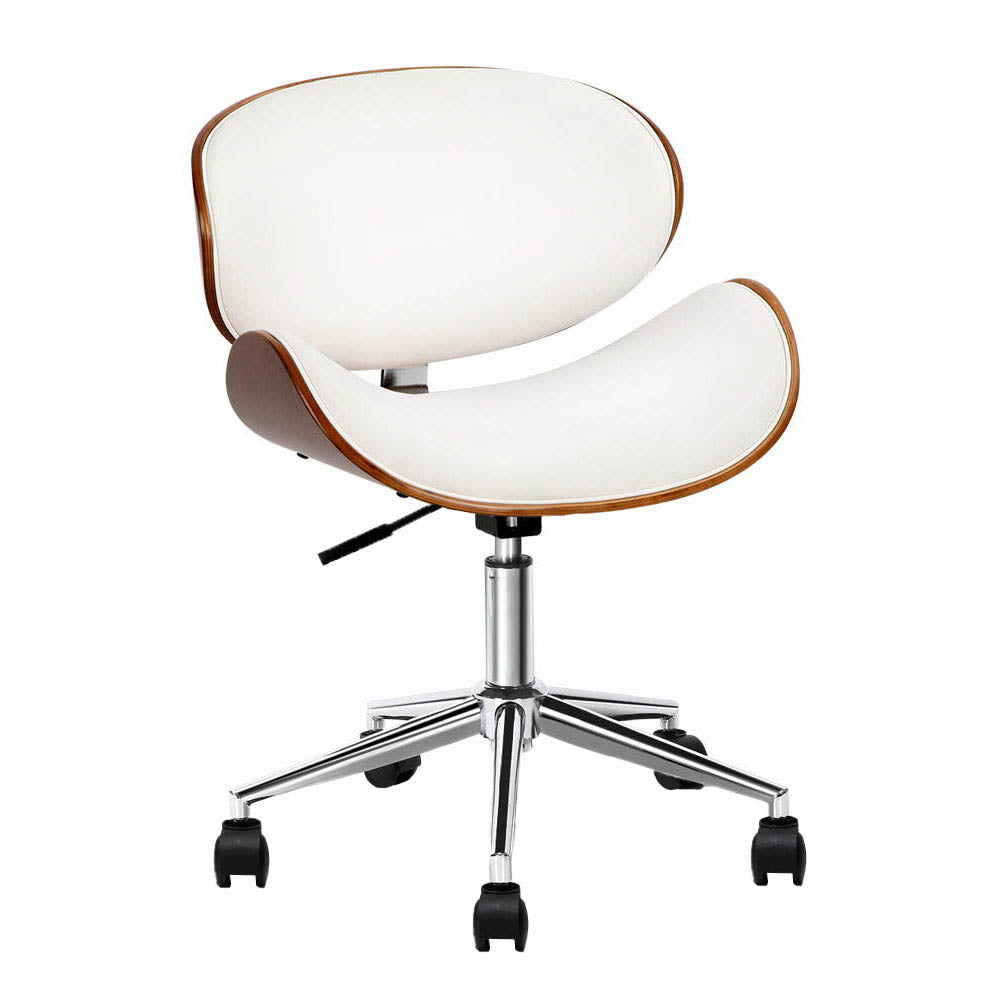 Artiss Wooden Office Chair Leather Seat White-Office Chairs-PEROZ Accessories