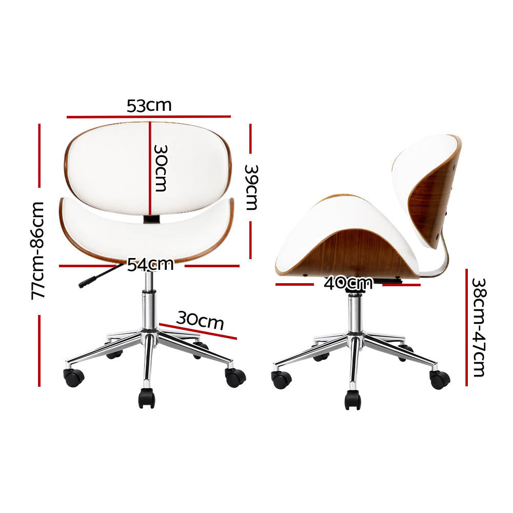 Artiss Wooden Office Chair Leather Seat White-Office Chairs-PEROZ Accessories