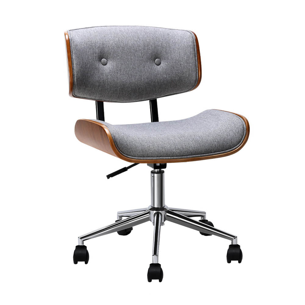 Artiss Wooden Office Chair Fabric Seat Grey-Office Chairs-PEROZ Accessories