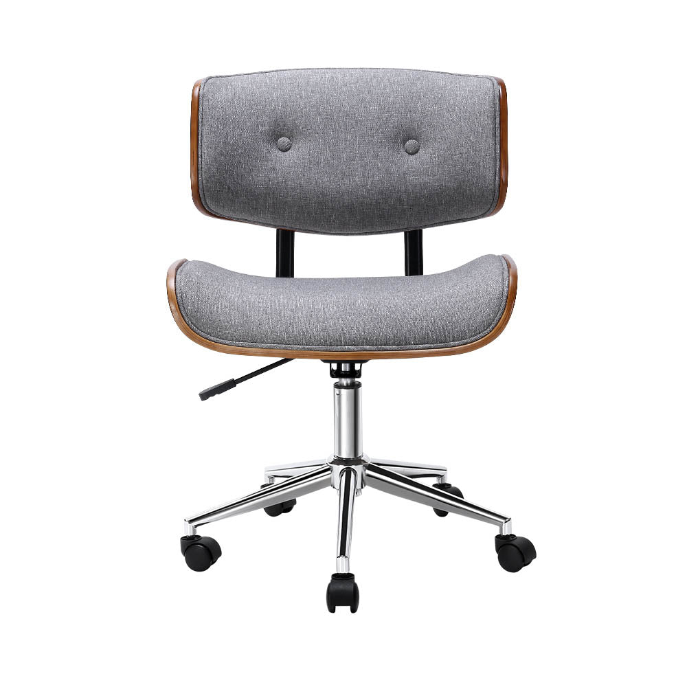 Artiss Wooden Office Chair Fabric Seat Grey-Office Chairs-PEROZ Accessories