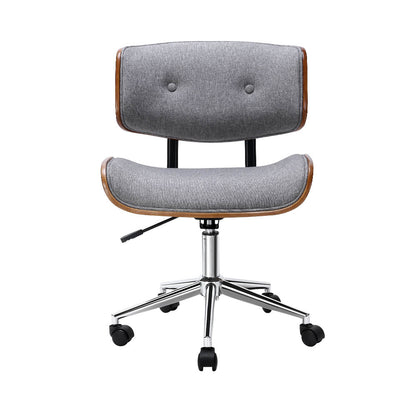 Artiss Wooden Office Chair Fabric Seat Grey-Office Chairs-PEROZ Accessories